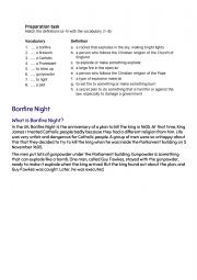 English Worksheet: BONFIRE NIGHT