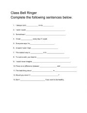 English Worksheet: Bell Ringer