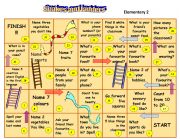English Worksheet: Game: snakes and ladders elementary 2