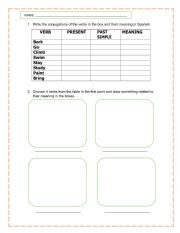 English Worksheet: VERBS PRACTICE - SIMPLE PAST AND PRESENT