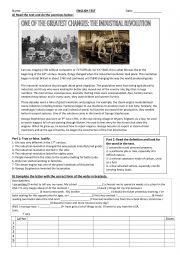 English Worksheet: Diagnosis test- Industrial Revolution