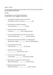 English Worksheet: Sentence Transformation