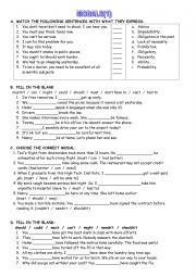 English Worksheet: Modal Verbs Practice