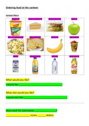 English Worksheet: Ordering food from the canteen