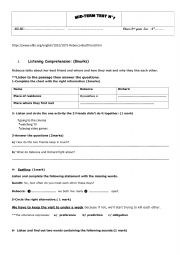 English Worksheet: mid term test 1 2nf form eco 