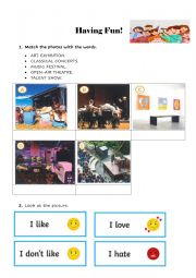 English Worksheet: Unit on Entertainment Adapted