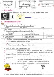 English Worksheet: Are we all intelligent? 1st form