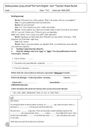 English Worksheet: 7th form end of term test