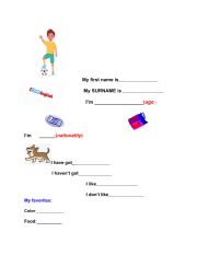 English Worksheet: Notebook Cover for elementary kids