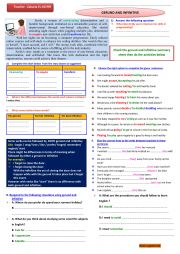English Worksheet: Gerund and Infinitive + Bare infinitive