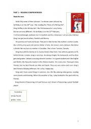 English Worksheet: Reading and comprehension + grammar + writing 