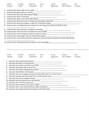 English Worksheet: Personality adjectives - definitions