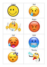English Worksheet: Emotions emoji Flashcards and worksheets