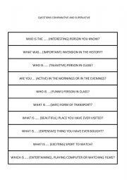 speaking practice - comparative and superlative 