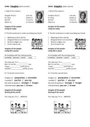 English Worksheet: Imagine song