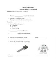 English Worksheet: Generation of Computers