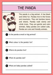 The panda -  reading comprehension