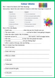 English Worksheet: Colour idioms