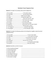 English Worksheet: Present progressive