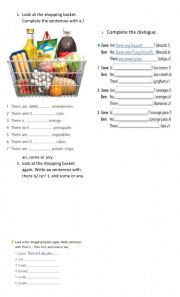 English Worksheet: There is/are - Any / some