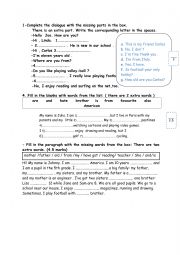 English Worksheet: 7th form mid term test 1 language