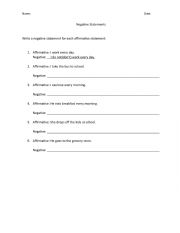 English Worksheet: Simple Negative Statement Worksheet
