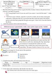 English Worksheet: Space Tourism 4th form