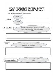 English Worksheet: Book Report Template