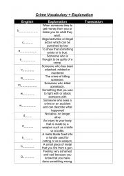 English Worksheet: Crime vocabulary