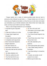 English Worksheet: Tongue twister challenge