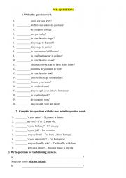 English Worksheet: WH - questions