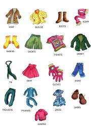 English Worksheet: clothes vocabulary note