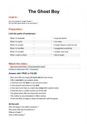 English Worksheet: The ghost boy - Listening Scary film