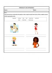 English Worksheet: Personality and Appearance