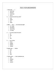 English Worksheet: TEST FOR BEGINNERS (A1)