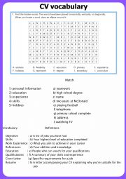 English Worksheet: CV vocabulary