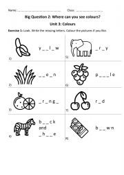 English Worksheet: Colours and the Ocean