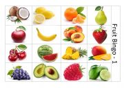 English Worksheet: Fruit Bingo