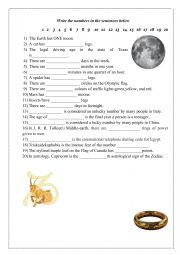 English Worksheet: Numbers