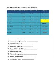 English Worksheet: airport information