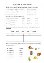 English Worksheet: Countable or uncountable