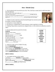 English Worksheet: Hero - Mariah Carey