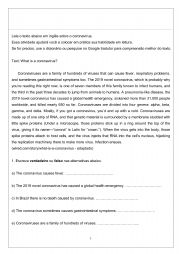 English Worksheet: Exercises Corona Virus 