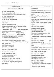 English Worksheet: a very nice song to be used when teaching generation gap