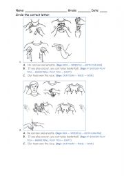 pe worksheets in sign language
