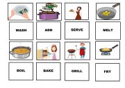 English Worksheet: MEMORY GAME : COOKING VERBS