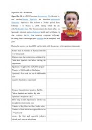 English Worksheet: SuperSizeMe - Worksheet to be completed during the movie