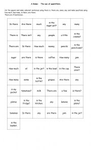 English Worksheet: A game countable and uncoutables 
