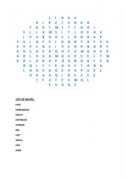 English Worksheet: ADJECTIVES PUZZLE