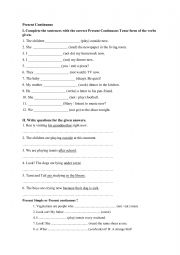 English Worksheet: p.continuous